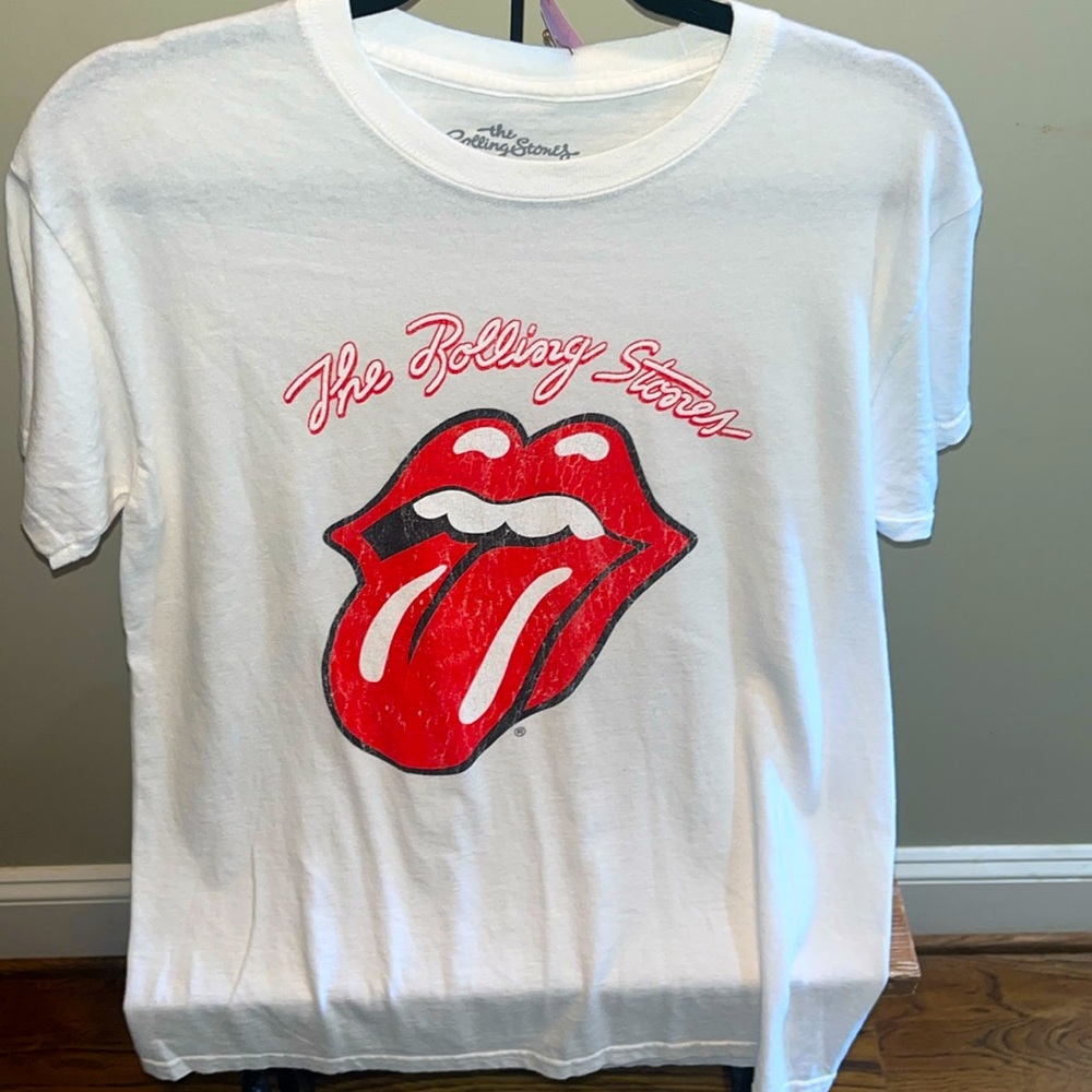 Vintage Rolling Stones super soft white T shirt, womens size med/ mens small.
